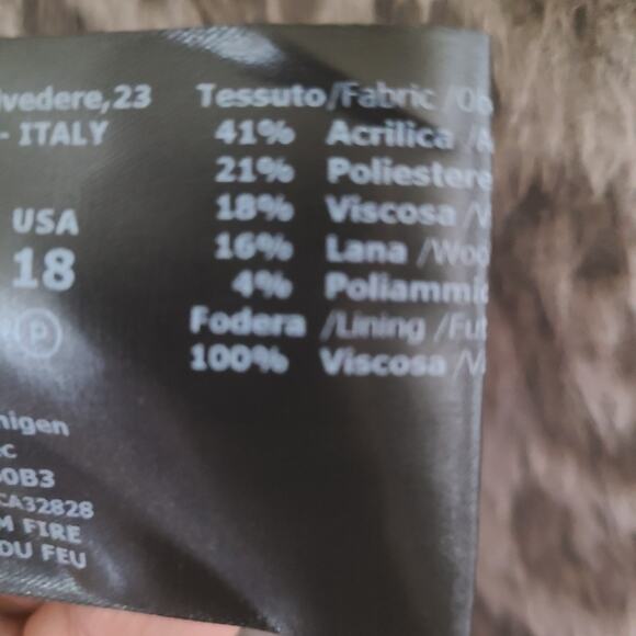 Cinzia Rocca Icon Gray Leopard Slant Pockets Crossover Collar Coat US 18  0 - Picture 14 of 15